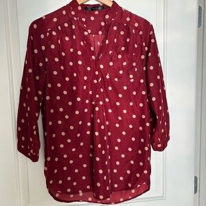 ModCloth Polka Dot Burgundy Blouse